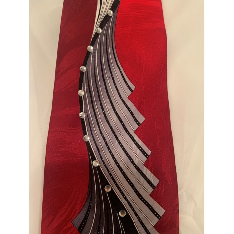 Red w/Black & White Rhinestone Necktie 